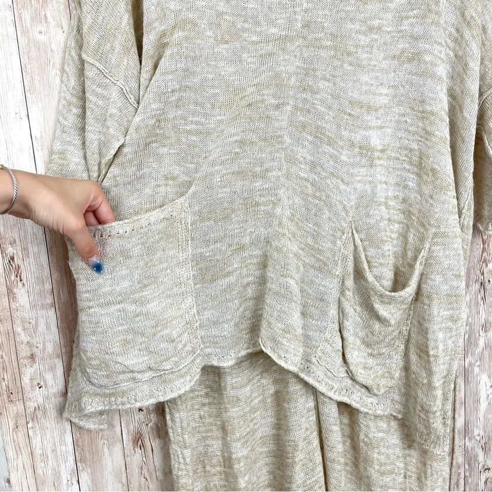 Free People High Low Melange Knit Linen Blend‎ Lightweight Sweater Size Medium
